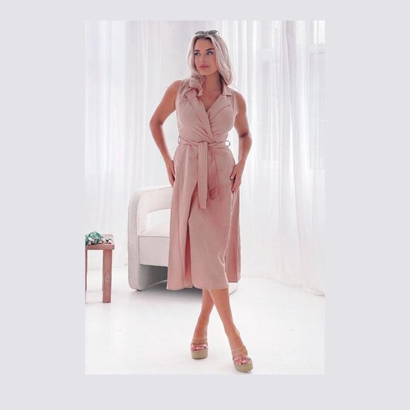 Stoosh Belted Sleeveless Vest Trench Coat Cardigan - Picture 10 of 12